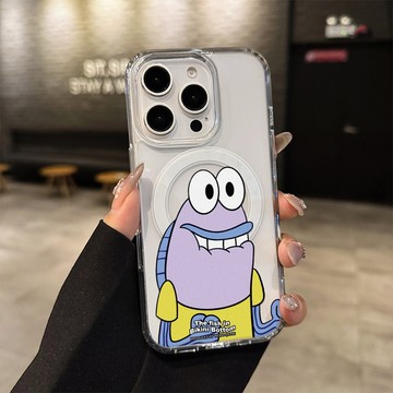 驚喜卡通醜魚 適用 iPhone16Pro/15Plus/17ProMax 大孔磁吸蘋果14/13/12透明硬殼保護殼