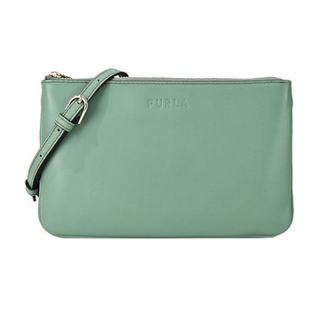 [平輸版] 【FURLA】MIASTELLA壓印LOGO雙層斜背包(湖水綠)真品平輸