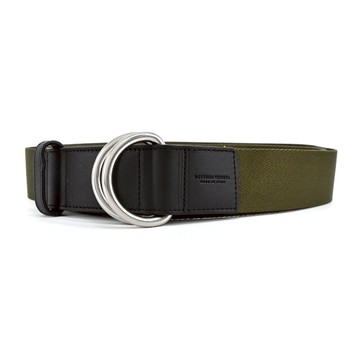 [平輸版]BOTTEGA VENETA 經典LOGO帆布腰帶/皮帶(墨綠)真品平輸