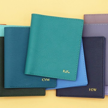 客製化禮物真皮馬卡龍綠抹茶短夾 錢包 皮夾 卡片套 銀包 咭片套