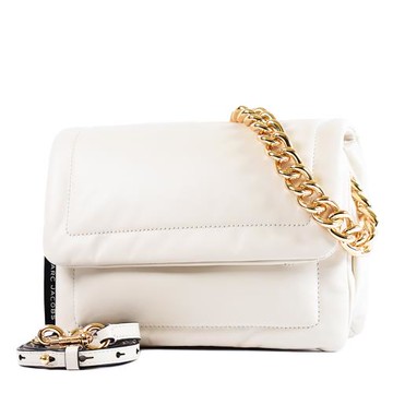 MARC JACOBS 滑面皮革磁吸翻蓋鍊帶肩背/斜背二用包-香草白/特
