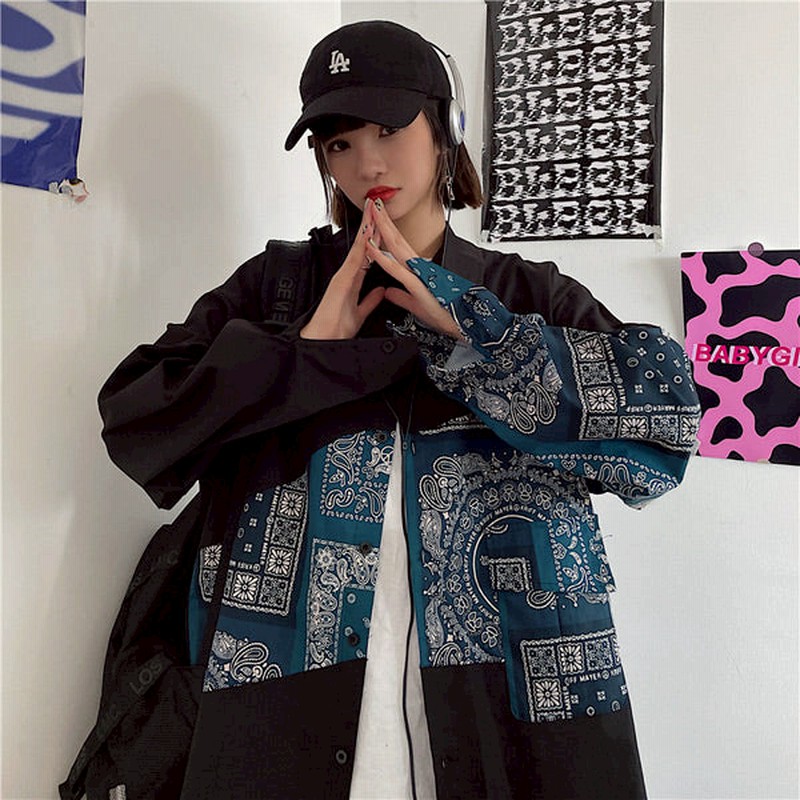 ブラック バンダナデザイン長袖シャツ ワンカラー ワンサイズ 通販 Lineポイント最大10 0 Get Lineショッピング