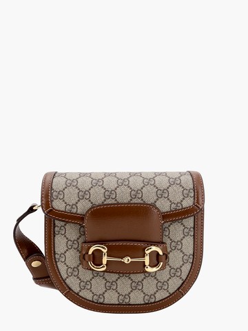 Gg supreme fabric and leather shoulder bag with frontal iconic horsebit - GUCCI - gender_Woman