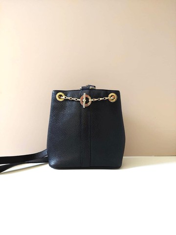 【LA LUNE】中古二手CELINE黑色鏈條單肩水桶小包側背斜孭手袋