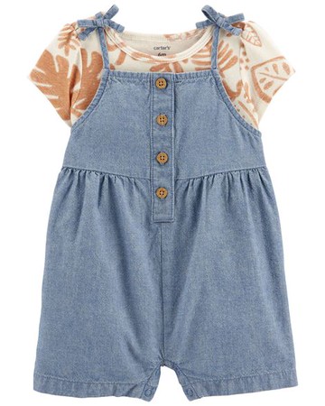 Baby 2-Piece Tropical Tee & Shortall Set