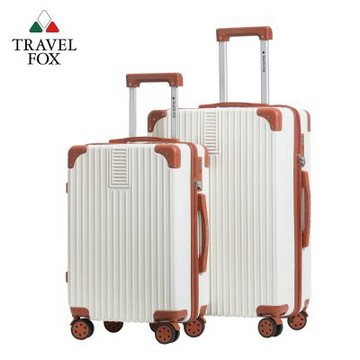 TRAVEL FOX 旅狐 20吋+24吋復古拉鍊箱 TSA海關鎖 置物掛勾 手機架 杯架 多功能 旅行箱 行李箱 二件組