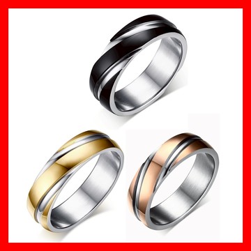 《316小舖》滿額免運【C438】(優質316鈦鋼戒指-三色魅力戒指男戒女戒尾戒子黑戒金戒玫金戒鈦鋼戒指不生銹戒指)