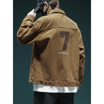 美式復古牛仔外套男士春秋季寬松潮牌高級感百搭痞帥休閑工裝夾克