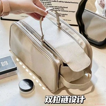 桃園出貨✨化妝包便攜能裝雙拉鍊女大容量2024新款旅行化妝刷洗漱品收納包