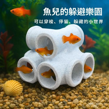 掃貨趁現在 飾品 躲藏屋 魚缸造景 水族造景 微景觀 魚缸擺件 小魚蝦躲避屋魚缸造景擺件大理石紋裝飾用品水族箱藏身多孔