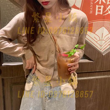 長袖寬鬆針織衫時尚韓版開衫V領短款女上衣舒適薄款小外套女【繁星小鎮】