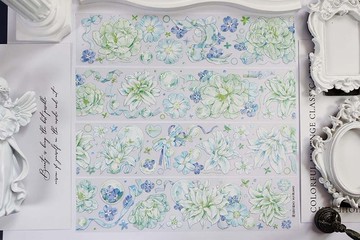 OKMT新七天原創社團咕卡貼紙PET手帳手賬膠帶 特殊工藝 水綠沁甜