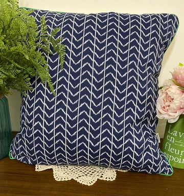 北歐風格簡约藍色幾何圖案绿色邊抱枕靠枕靠墊枕套