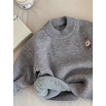 男女.童加絨加厚保暖洋氣毛衣冬季新款寶寶一體絨舒適圓領針織衫6