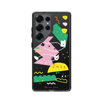 Galaxy S25 Ultra Clear 酷墨灰 - MacaronToe 馬卡龍腳趾 - 麻糬貓與綠怪獸 Ｍochi & Green