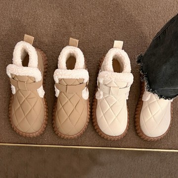 【韓國K.W.】Y7476NEW韓系簡約保暖機能雪鞋(豆豆鞋休閒鞋/懶人鞋/莫卡辛/穆勒鞋/包鞋)