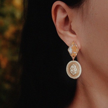 耳環 | Golden Rose Garden | 925純銀抗敏