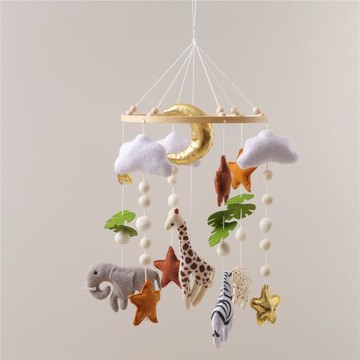 跨境北歐風新款兒童床鈴手工毛氈床鈴免組裝寶寶哄睡安撫風鈴搖鈴