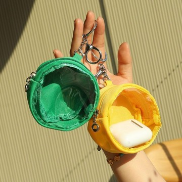 Bag House👜 圓形帆布透明PVC溜娃吧唧包團子迷你痛包小型藍牙耳機收納零錢包