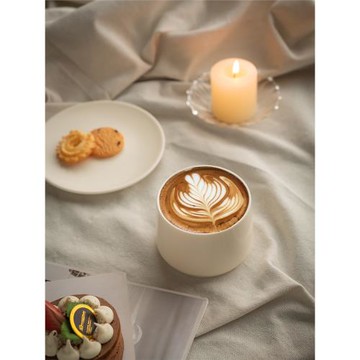清逸堂丨奶茶色陶瓷拉花杯簡約咖啡杯碟套裝拿鐵杯精致下午茶杯子