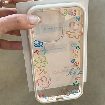 涂鴉彩色動物蘋果13手機殼iPhone15可拆卸14二合一12promax創意11