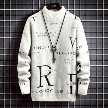 秋冬季青少年毛衣男水貂絨大童高中初中學生加厚款保暖打底針織衫