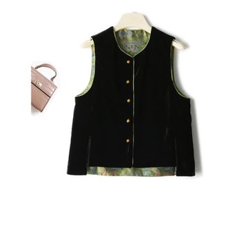 新中式國風馬甲女2024秋季新款復古提花無袖坎肩兩面穿馬夾外套春