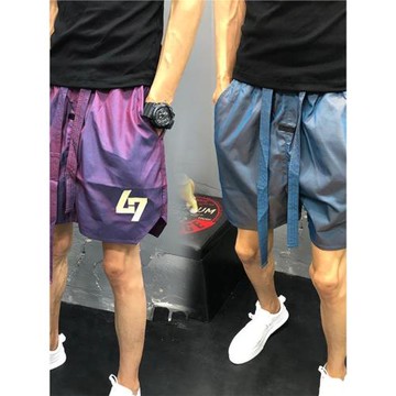 夏季大碼300斤港風復古高街短褲男直筒五分褲ins潮牌寬松運動褲