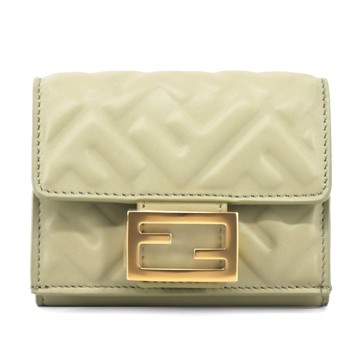 [平輸版]FENDI Baguette FF Logo三折短夾(鼠尾草綠)真品平輸