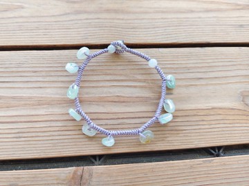 親翠 天然翡翠 小冰糖塊適合戴的15到16手圍紫繩手環