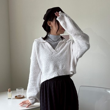 【Fee現貨9色】質感超好軟糯襯衫翻領絨毛上衣🔥POLO領毛絨絨柔軟親膚針織衫 軟料毛針織衫 翻領polo衫 翻領毛衣