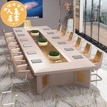 會議桌 輕奢大型會議桌會議室簡約現代開會桌長桌公司辦公室定做桌椅組合