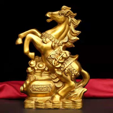 純銅生肖馬飛馬銅馬擺件錢袋子馬客廳家居玄關裝飾品躍馬馬到成功