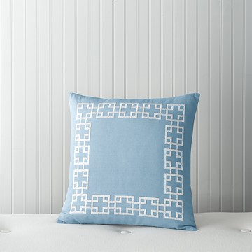 Sky Greek Key Decorative Pillow - Exclusive