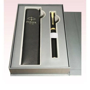 PARKER 派克 IM麗雅黑金夾鋼珠筆 真皮筆套禮盒 可刻字