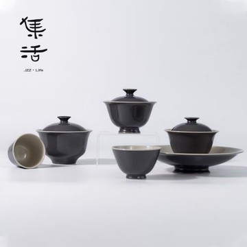 元時茶事 南山云泊單色釉茶杯玄天紫蓋碗純手工主人杯薄胎防燙