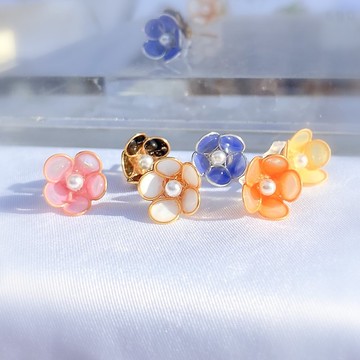 樹脂小花水晶耳環耳針耳夾通勤上班好搭配
