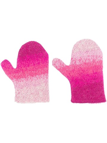 ERL - ombré-effect knitted mittens - unisex - Mohair/Wool/Polyamide - L - Pink