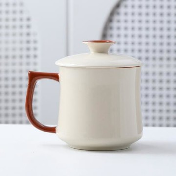 草木灰辦公馬克杯茶杯陶瓷帶蓋喝茶杯中式高檔水杯禮品杯批發logo