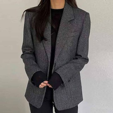 正韓外套 人字紋羊毛西裝外套EPC1081-創翊韓都