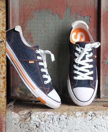 Superdry Men's Men's Super Series Lo Top Blue / Dark Denim/white Sole - Size: 7 Size: 8