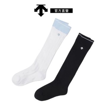 【DESCENTE】迪桑特 女士 透氣網眼運動長筒襪 (黑色/白色)