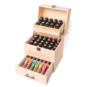 精油收納盒 3層精油收納木箱59格實木精油收納盒折疊式收納存儲盒松木盒【林之舍】