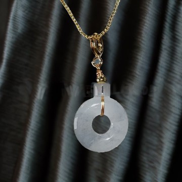 【願‧平安】冰種平安扣項鍊14K包金 | 天然緬甸A貨翡翠 | 送禮