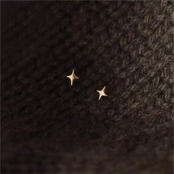 迷你星芒925純銀鍍14k金耳釘可愛小星星耳環光面簡約ins女