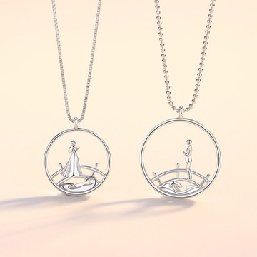 [米蘭精品] 925純銀項鍊情侶對鍊-跨緣千年七夕鵲橋聖誕節情人節生日交換禮物74cj59