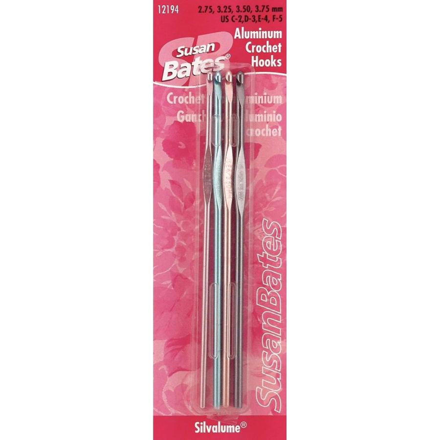 Silvalume Aluminum Crochet Hook 2.75mm, D3 3.25mm, E4 3.5mm Set-C2