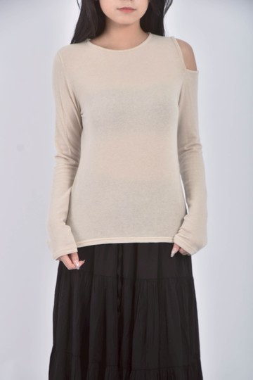 (S) i am tizzi韓牌質感露肩杏色長袖上衣