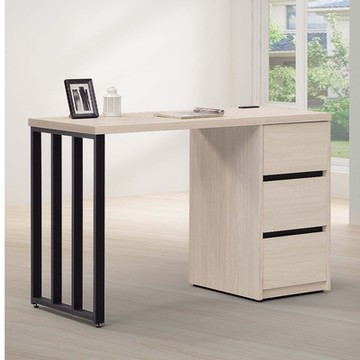 MUNA家居   麥卡羅白榆木4尺書桌/741鐵側板    121.2X56.4X80.4cm