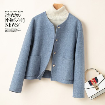 羊毛大衣毛呢外套-高級小香風斜紋雙面女外套3色74hc29【獨家進口】【米蘭精品】